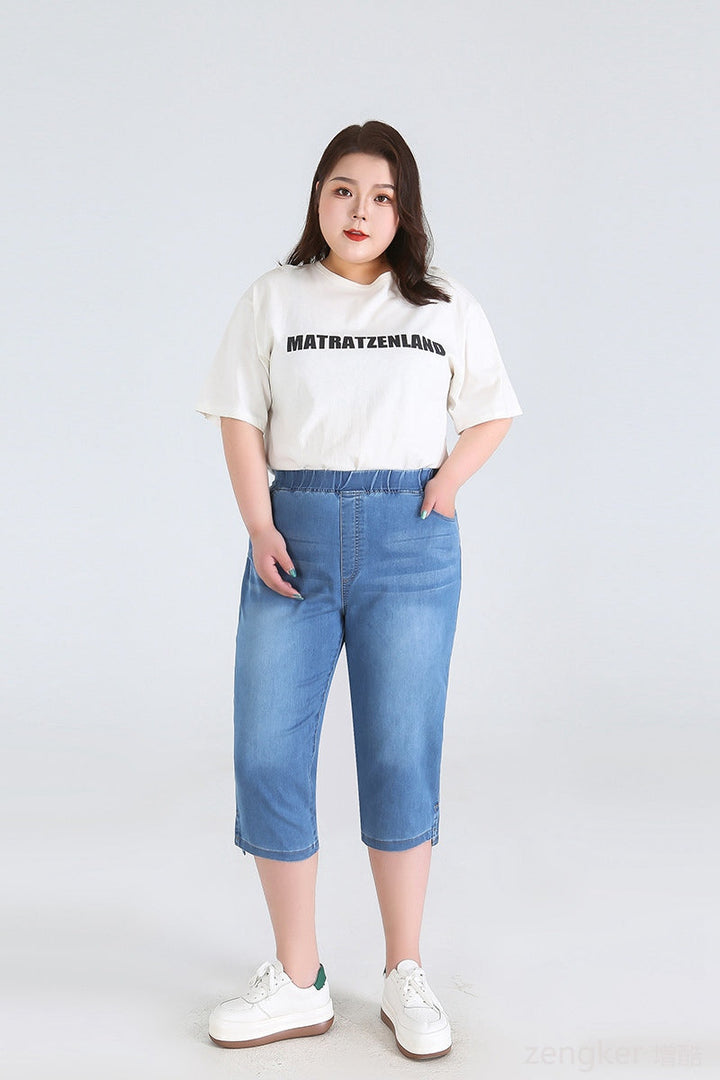 Stay Cool in Plus-Size High-Waisted Summer Shorts!-Sky Blue-2XL-State of Style