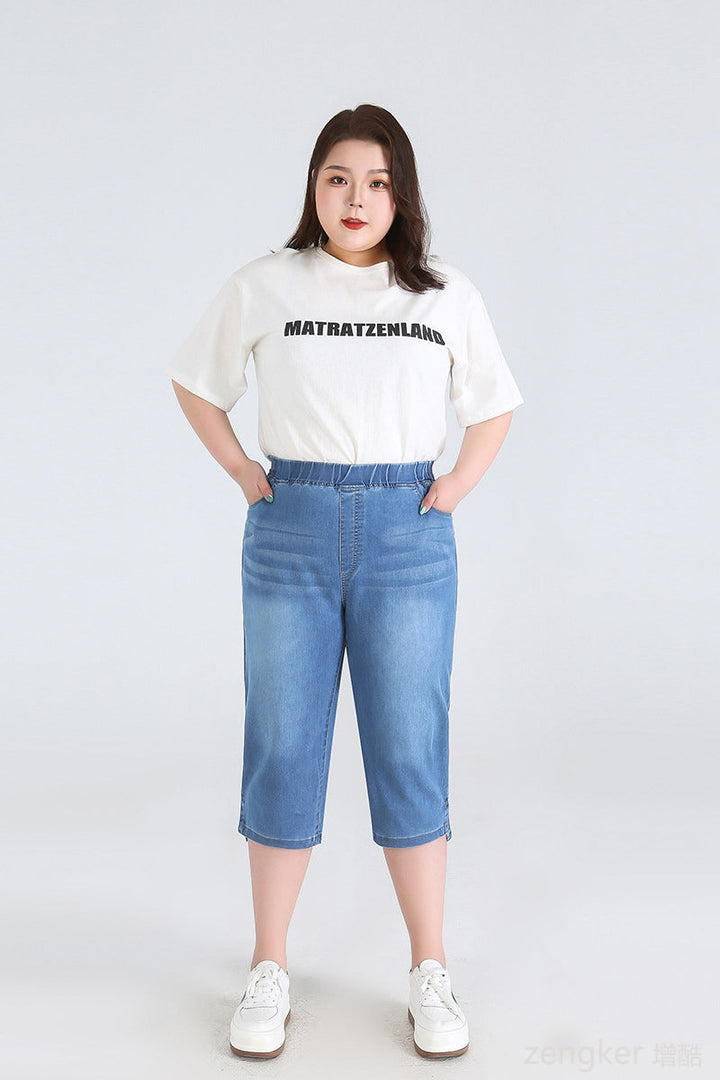 Stay Cool in Plus-Size High-Waisted Summer Shorts!-Sky Blue-2XL-State of Style