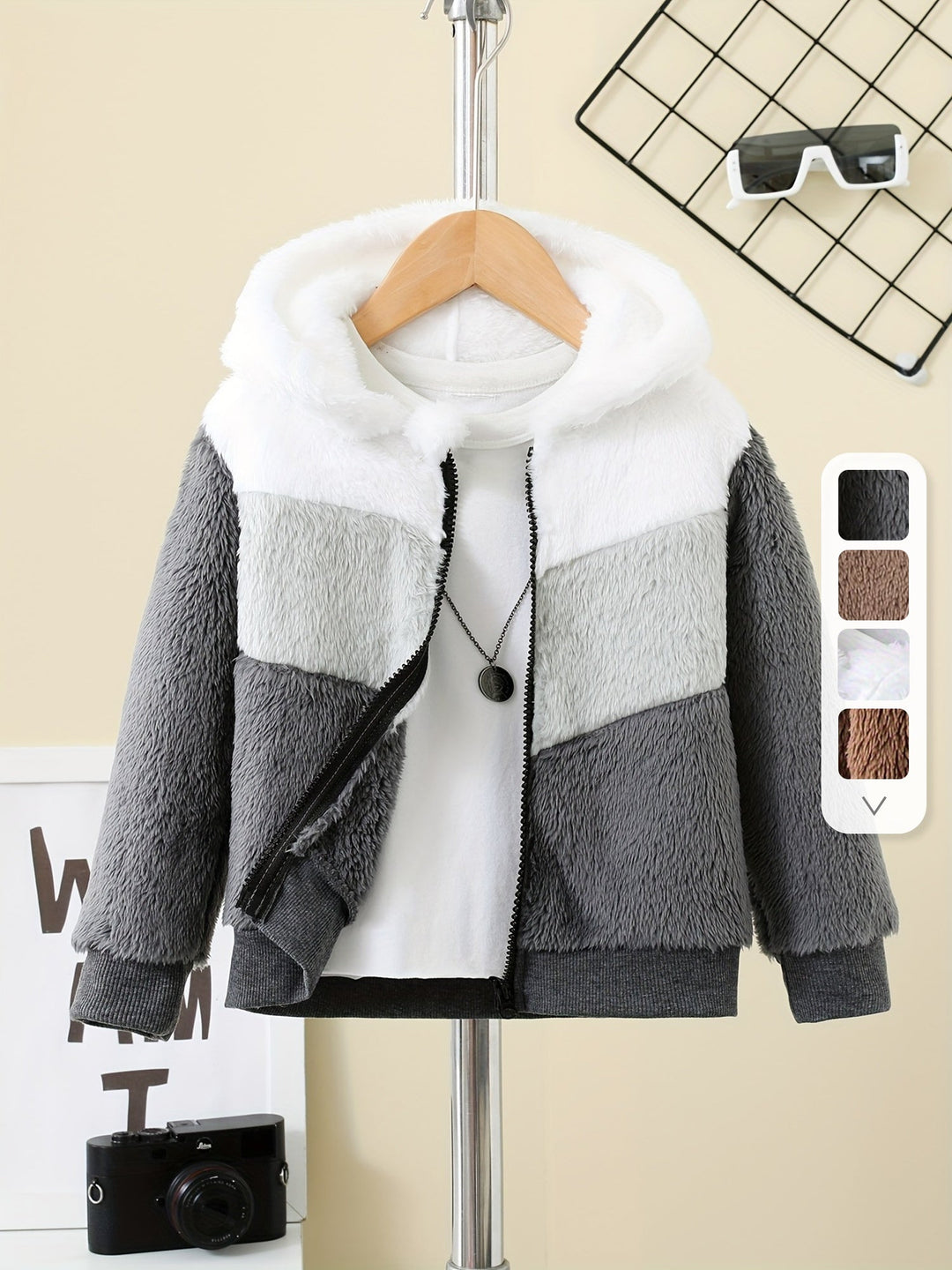 Stay Warm in Style – Zafie Fleece Zip Hoodie for Kids-White-3-4Y-State of Style