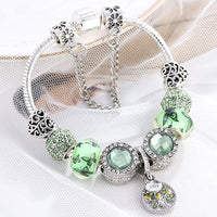 Sterling Silver Bracelet with Green Crystals - Isla-16cm-State of Style