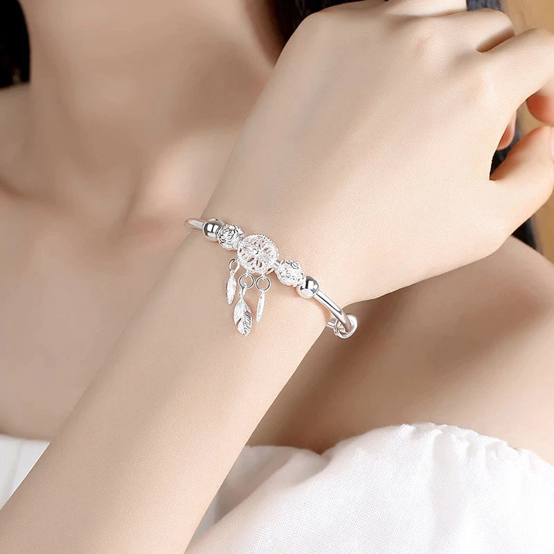 Sterling Silver Dreamcatcher Bracelet | Protection & Positivity Ensemble-State of Style