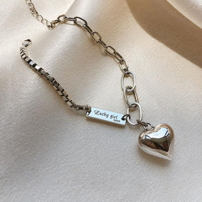 Sterling Silver Heart Charm Bracelet – Elegant & Timeless-State of Style
