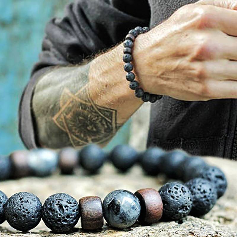 Stone Bracelet | Natural Gemstone Jewellery | Women's Fashion Accessory-Mega Black-S-17cm-State of Style