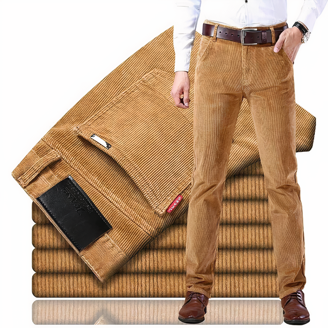 Straight-Cut Corduroy Jeans - Victor-Khaki-28-State of Style