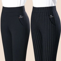 Straight Ladies' Trousers with Elastic High Waist - Sophia-Black-M-State of Style