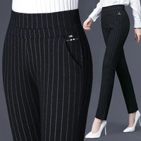 Straight Ladies' Trousers with Elastic High Waist - Sophia-Black-M-State of Style