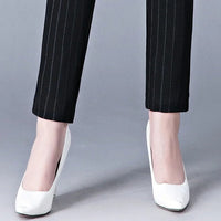 Straight Ladies' Trousers with Elastic High Waist - Sophia-Black-M-State of Style