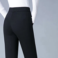 Straight Ladies' Trousers with Elastic High Waist - Sophia-Black-M-State of Style