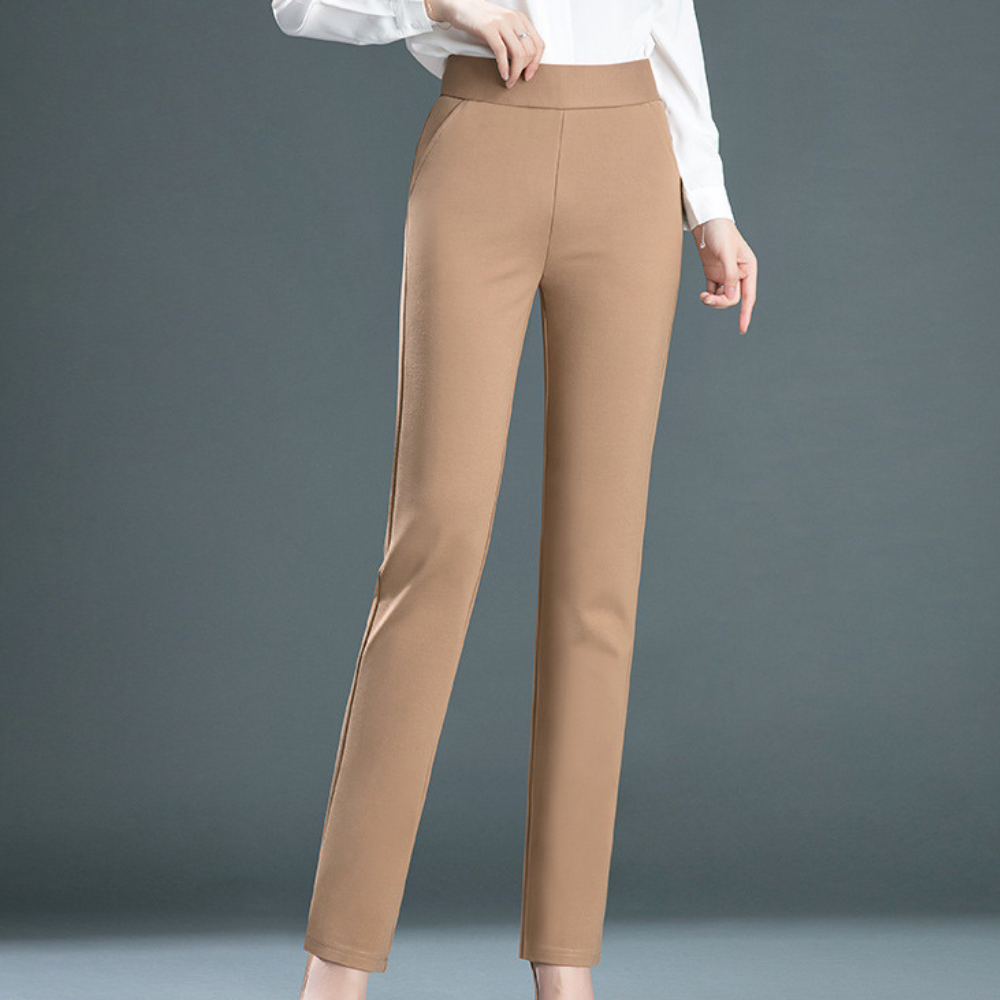 Straight Ladies' Trousers with Timeless Design - Celeste-Brown-XS-State of Style