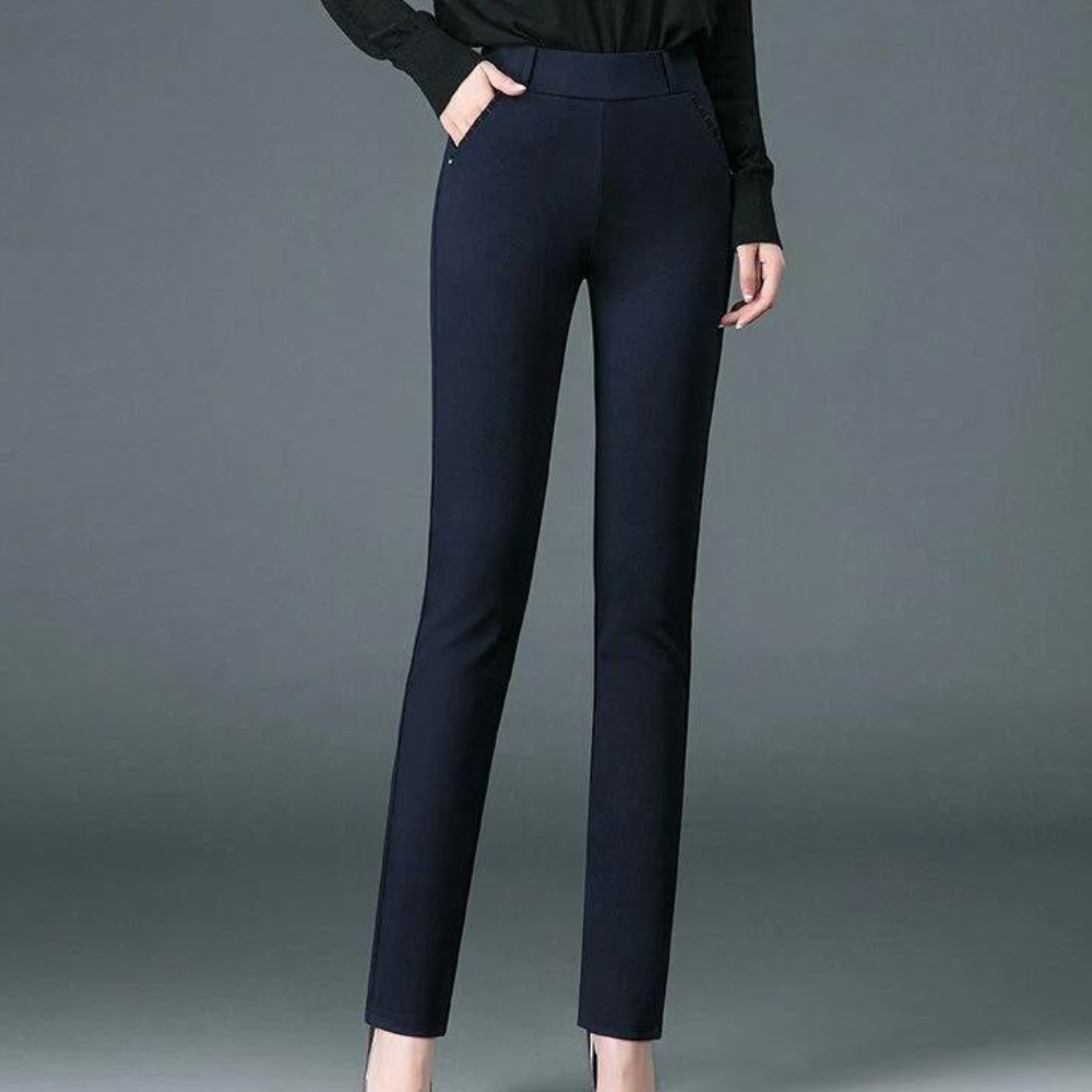 Straight Ladies' Trousers with Timeless Design - Celeste-Dark blue-XS-State of Style