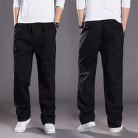 Straight Men's Cargo Pants with Elastic Waist - Odin-Black-M-State of Style
