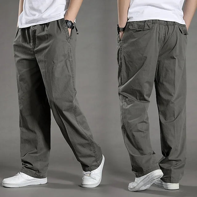 Straight Men's Cargo Pants with Elastic Waist - Odin-Green-M-State of Style