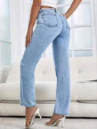 Straight Women's Jeans with Pearls - Mila-Light Blue-XS-State of Style