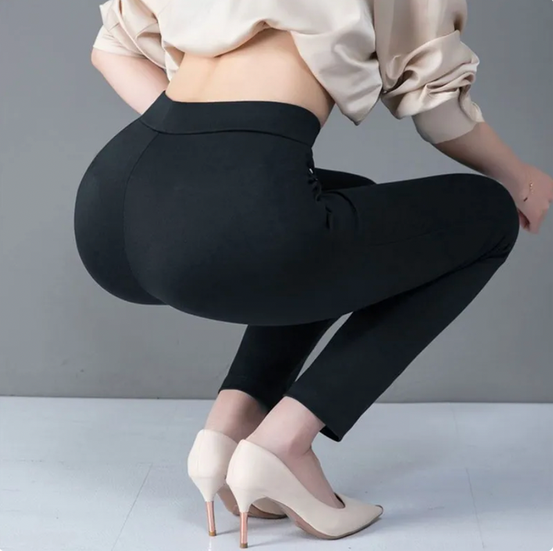 Straight Women's Pants with Elastic High Waist - Sophia-Black-M-State of Style