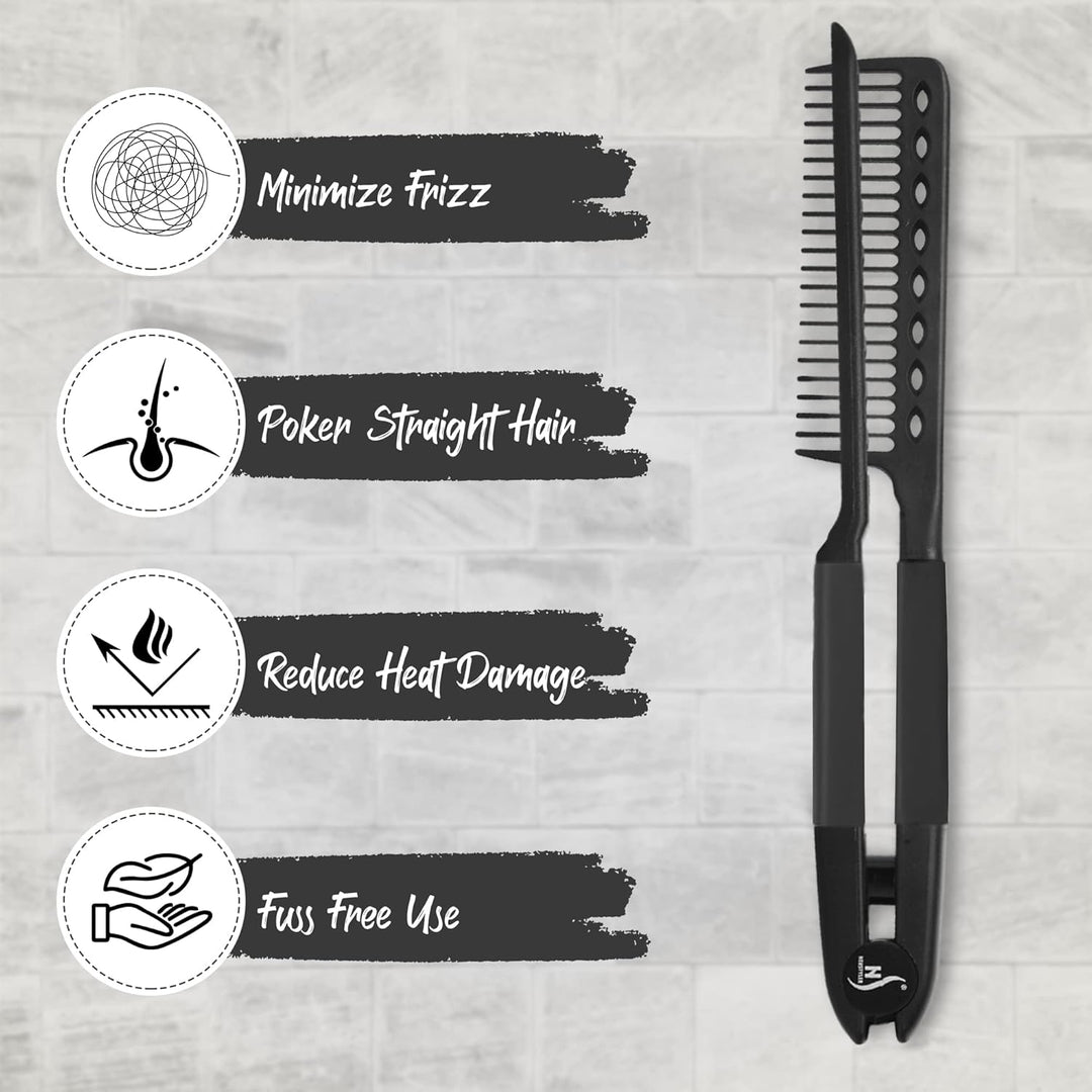 Straightening Comb – Blow Dry Comb for Effortless Hair Styling-Black-State of Style