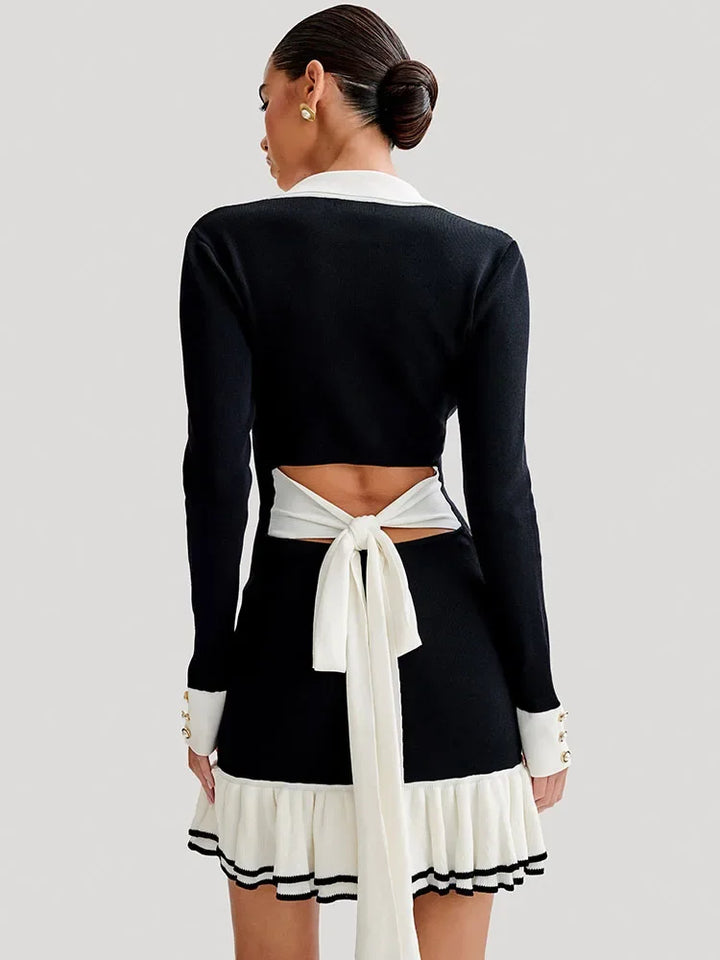 Strap mini dress with back cutout and bandage design – Amira-Black-S-State of Style