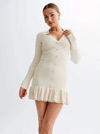 Strap mini dress with back cutout and bandage design – Amira-Ivory-S-State of Style