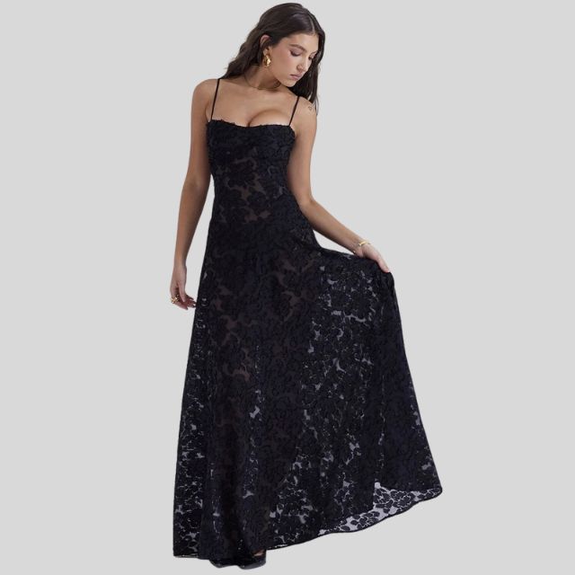 Strapless Lace Maxi Dress with Square Neckline - Ayla-Black-XS-State of Style