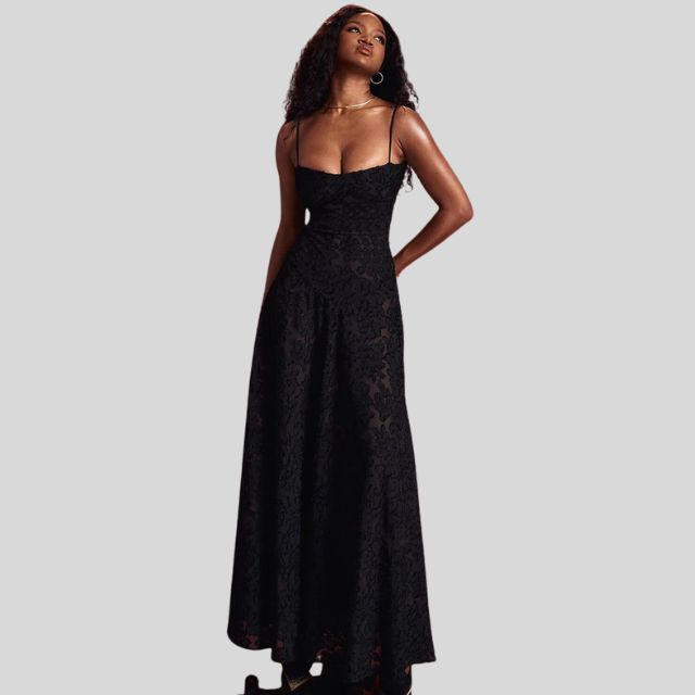 Strapless Lace Maxi Dress with Square Neckline - Ayla-Black-XS-State of Style