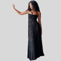 Strapless Lace Maxi Dress with Square Neckline - Ayla-Black-XS-State of Style