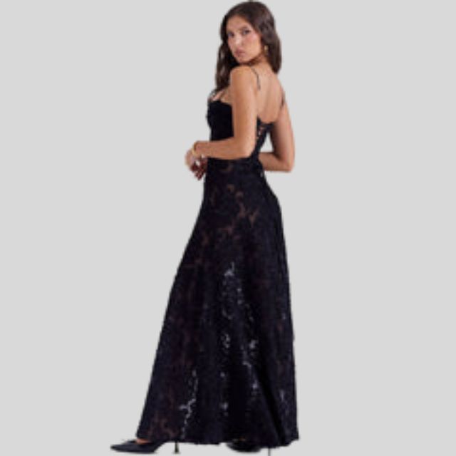 Strapless Lace Maxi Dress with Square Neckline - Ayla-Black-XS-State of Style