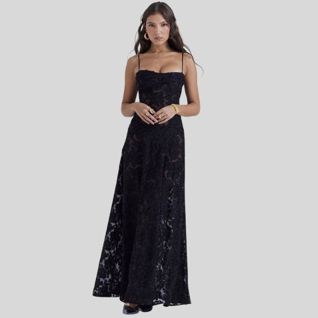 Strapless Lace Maxi Dress with Square Neckline - Ayla-Black-XS-State of Style