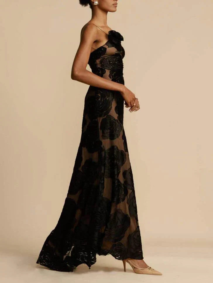 Strapless maxi dress with jacquard pattern – Maila-S-State of Style