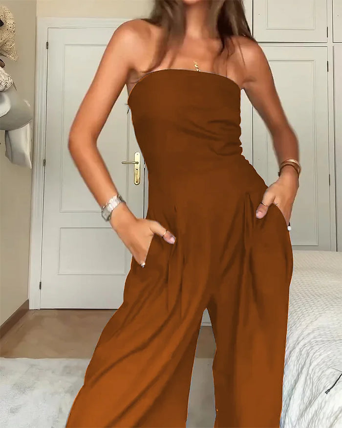 Strapless & Stylish Women's Jumpsuit for Every Occasion – Elina-Brown-XS-State of Style