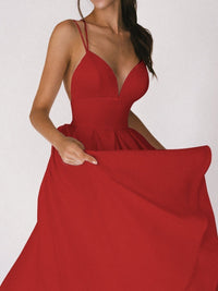 Strappy V-neck Dress - Noa-Red-S-State of Style