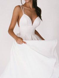 Strappy V-neck Dress - Noa-White-S-State of Style