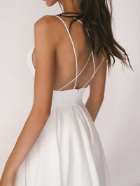 Strappy V-neck Dress - Noa-White-S-State of Style