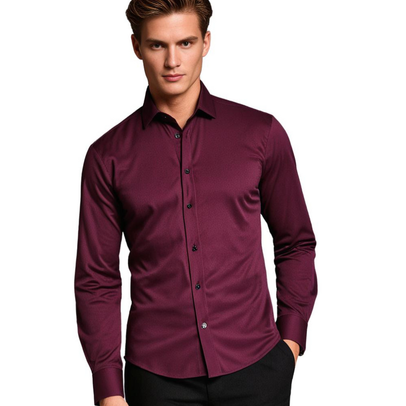 Stretch Shirt for Men - Luca-Bordeaux red-S-State of Style