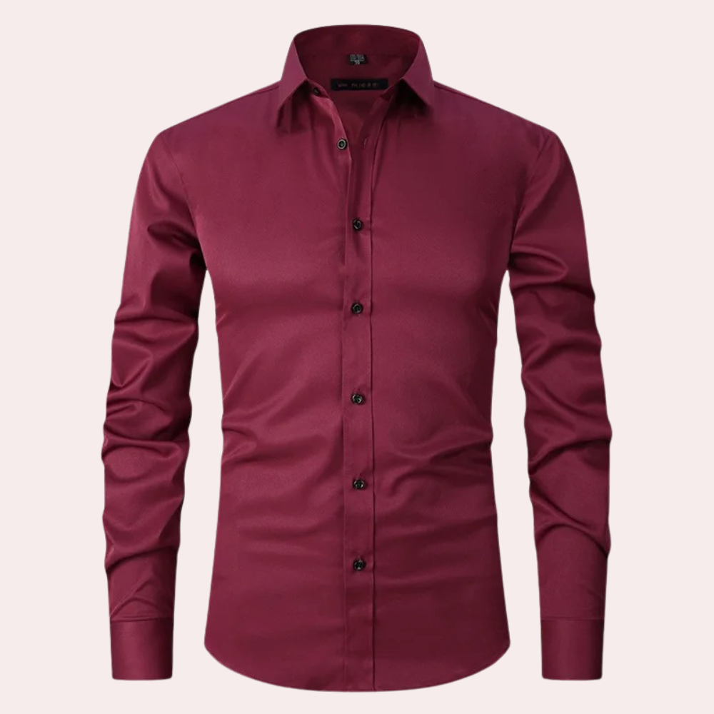Stretch Shirt for Men - Luca-Bordeaux red-S-State of Style