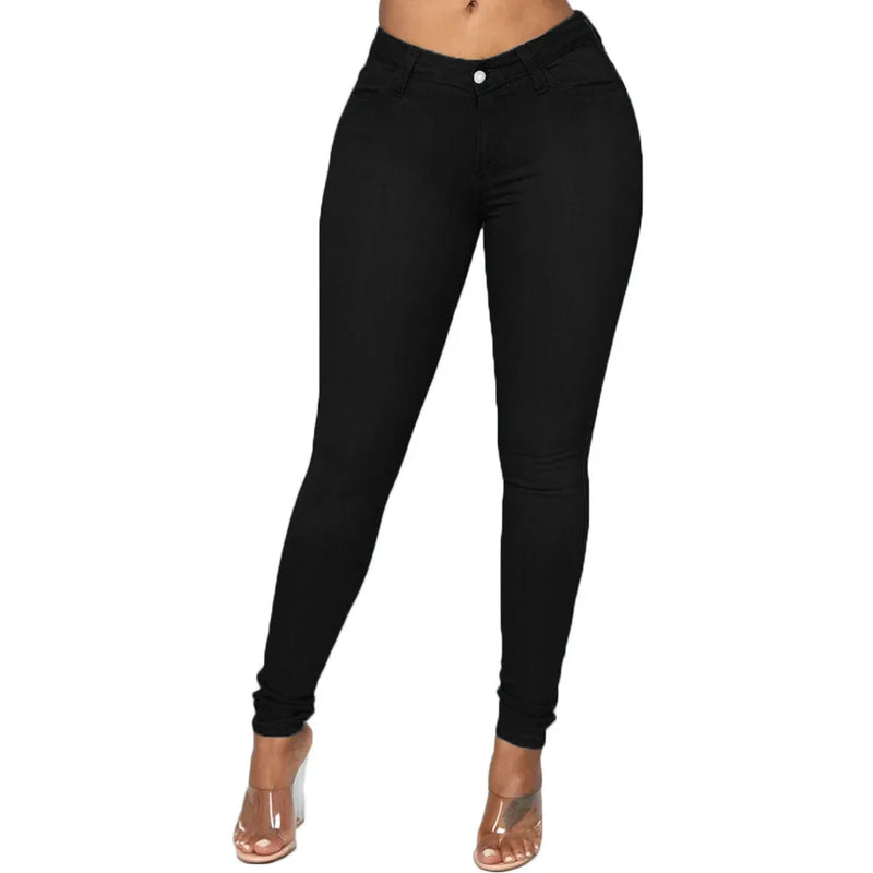 Stretch Velvet Skinny Jeans in Plus Size-Black-XS-State of Style