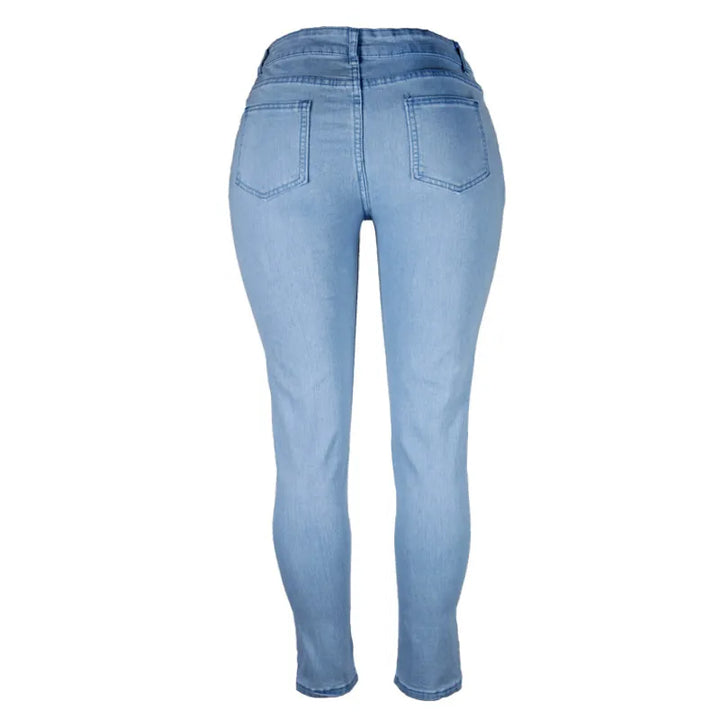 Stretch Velvet Skinny Jeans in Plus Size-Grey-XS-State of Style