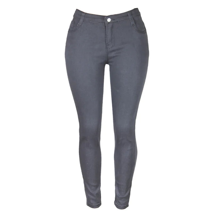 Stretch Velvet Skinny Jeans in Plus Size-Grey-XS-State of Style