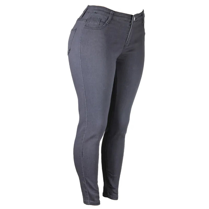 Stretch Velvet Skinny Jeans in Plus Size-Grey-XS-State of Style