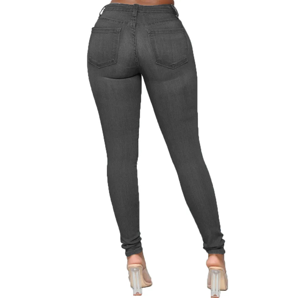 Stretch Velvet Skinny Jeans in Plus Size-Grey-XS-State of Style