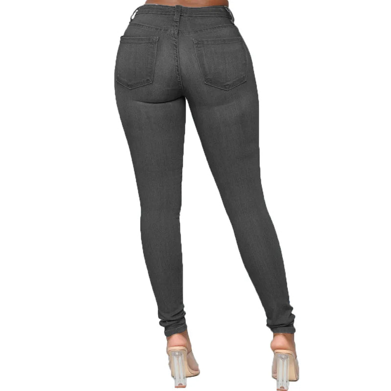 Stretch Velvet Skinny Jeans in Plus Size-Grey-XS-State of Style