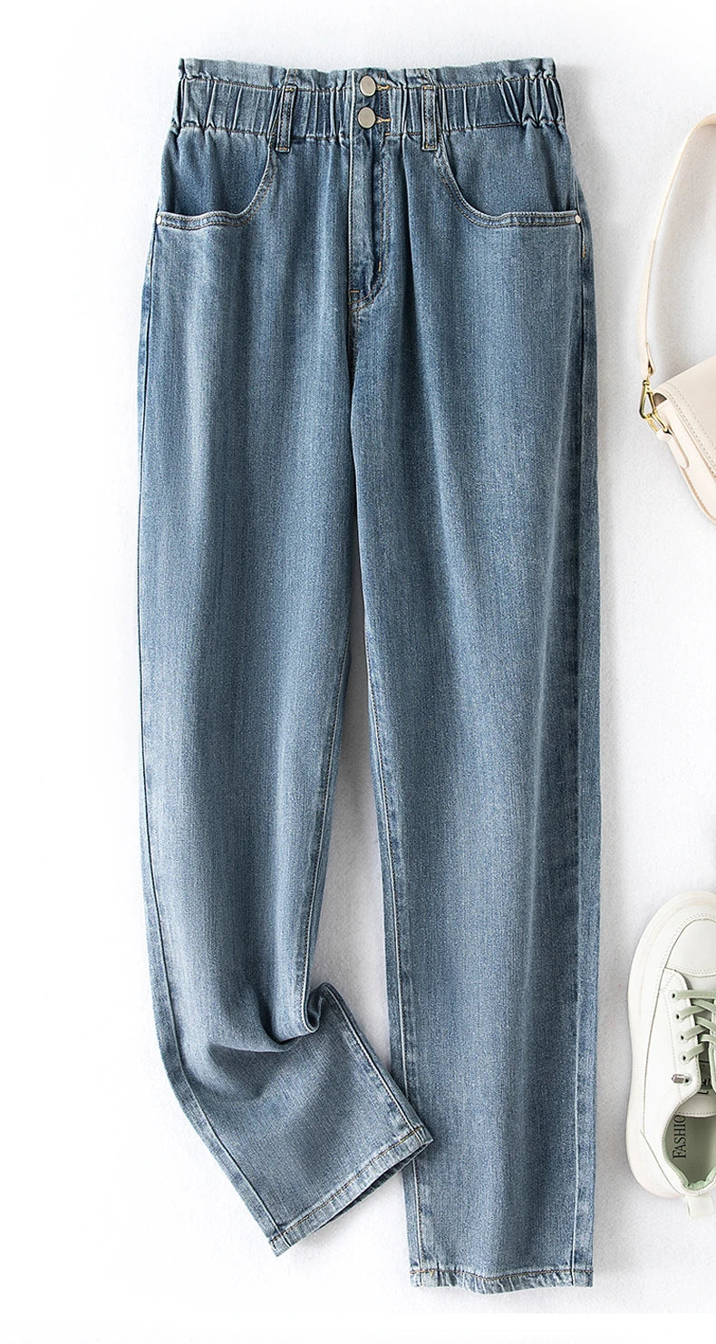 Stretchy High-Waist Plus Size Velvet Jeans – Comfortable & Stylish-Light Blue-L-28-State of Style