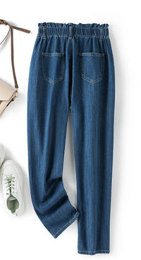 Stretchy High-Waist Plus Size Velvet Jeans – Comfortable & Stylish-Medium Blue-L-28-State of Style