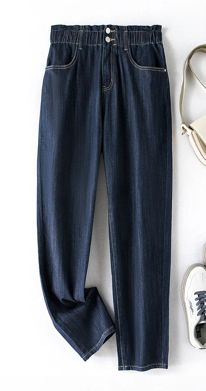 Stretchy High-Waist Plus Size Velvet Jeans – Comfortable & Stylish-Medium Blue-L-28-State of Style