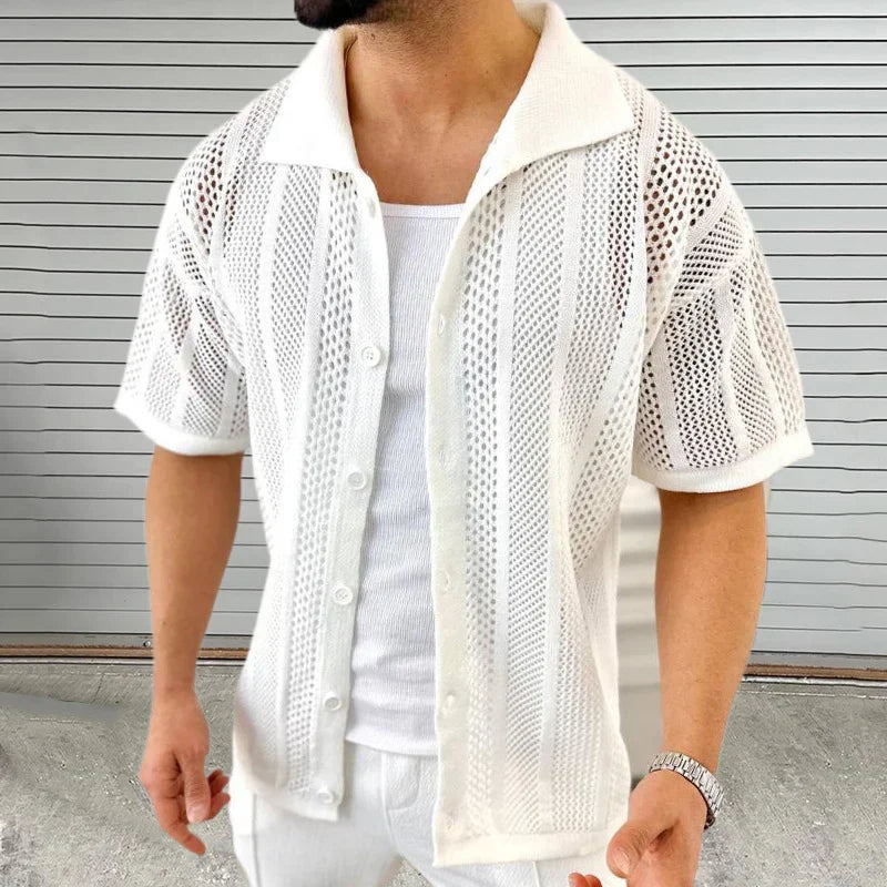 Strick shirt with classic collar – Enzo-Khaki-M-State of Style