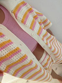 Striped Ladies' Summer Set with Top and Shorts – Faye-Orange-S-State of Style