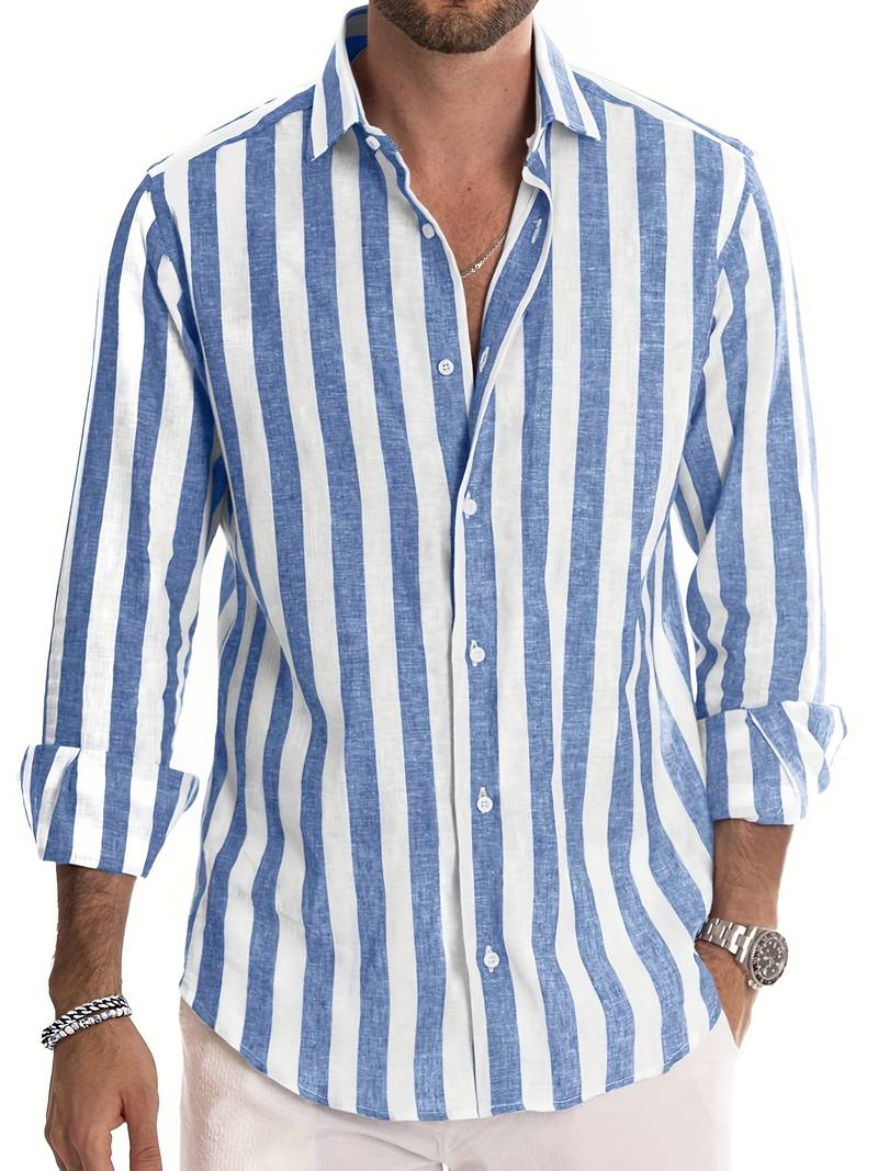Striped Men's Shirt - Arden-Blue-S-State of Style