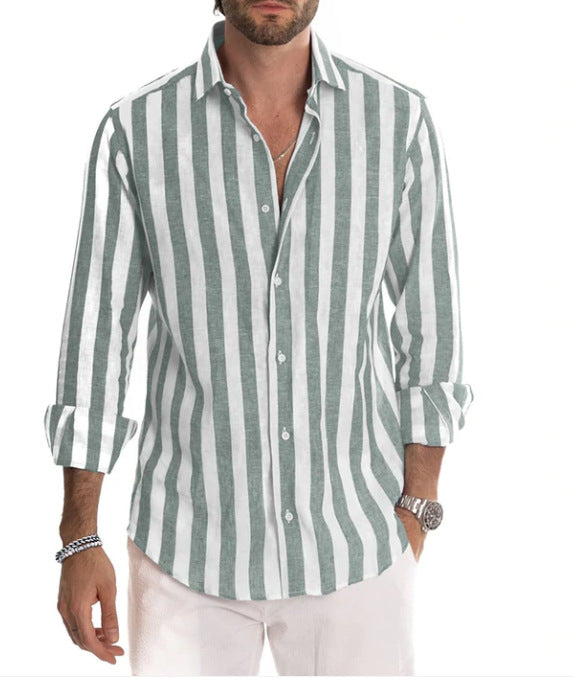 Striped Men's Shirt - Arden-Green-S-State of Style