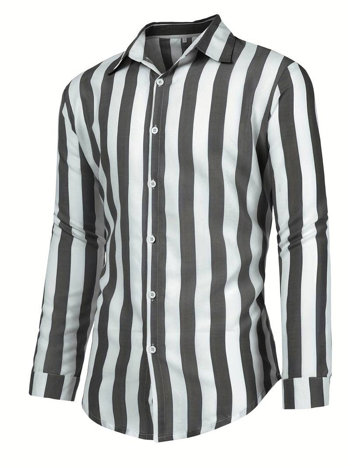 Striped Men's Shirt - Arden-Grey-S-State of Style