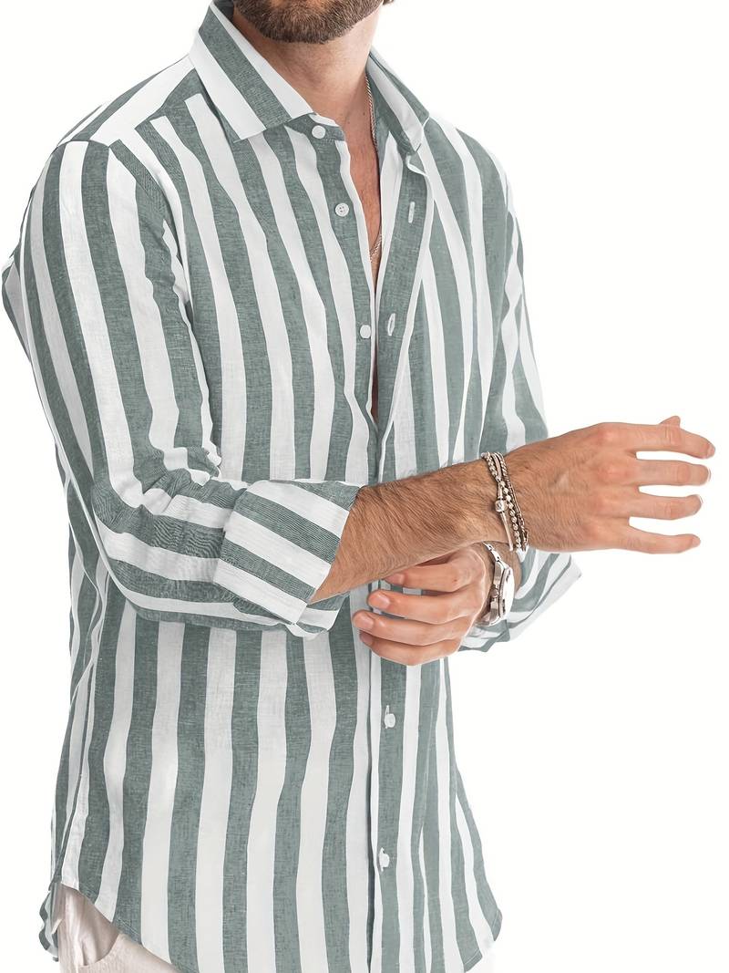 Striped Men's Shirt - Arden-Grey-S-State of Style