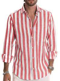 Striped Men's Shirt - Arden-Red-S-State of Style