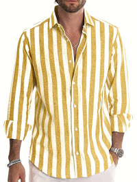 Striped Men's Shirt - Arden-Yellow-S-State of Style